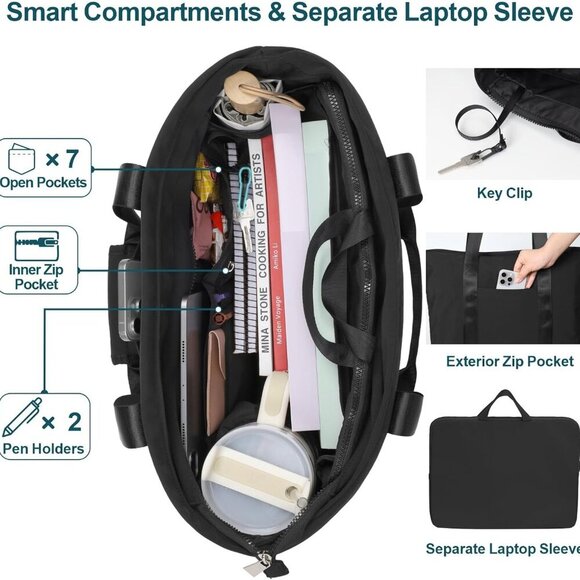 Large Nurse Tote Bag for Women Students - Water-Resistant & Organized Design - Picture 4 of 7